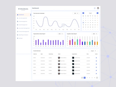 Dashboard- Funeral Palace ui
