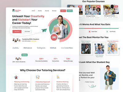 EduVibe - Online Education Landing Page academy career class course creative education graphic design homepage landing page learning online services study teacher training ui ux virtual visual design website