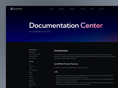 SynthMind - AI Web3 Bot Business & Technology Startup - Docs ai ai chat bot aibot bot chagpt chat chatbot clean dark figma gradient landing page template theme trendy ui ux web design web3 website