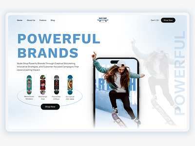 Skateboard Store Website - Smooth Rides Ahead! brand cart e commerce ecom ecommerce website graphic design interaction design landing page minimal online shop online shopping shop shopify shopping trend ui ui design ui ux web website