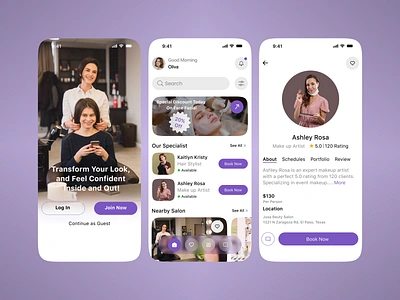 Beauty salon app design app design beauty beauty salon figma app graphic design haircut minhaj tavish mobile app modern app online salon booking spa treatmeant ui ux