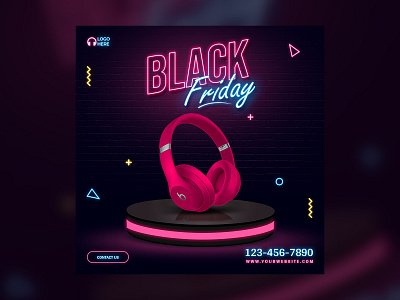 Black Friday Social Media Post black friday post branding flyer graphic design headphone post music post post poster social media post ux