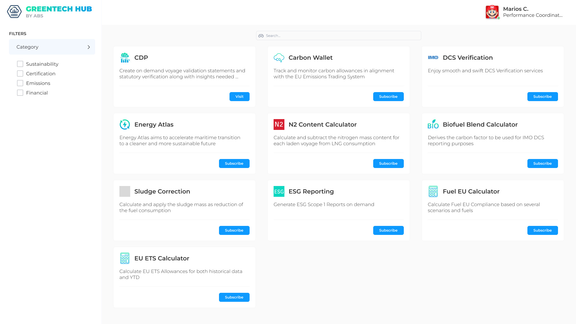 GreenTech Hub biofuel dashboard energy shipping tech hub ui ux