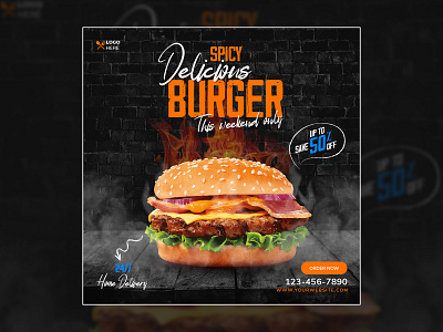 Food Post branding burger flyer design flyer food flyer food post graphic design poster social media post ux