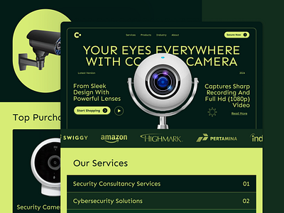 CC Camera Landing Page UI Design camera camera product page cc camera cc tv ecommerce elementor home page landing page minimal online security camera shop shopify template trendy design ui visual web page webflow website