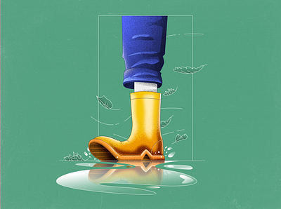 Inktober 2024 - Day 3 - Boots autumn artwork autumn illustration boots artwork boots illustration fall artwork fall illustration gradient illustration inktober 2024 rainboots illustration reflection illustration vectober 2024 vector