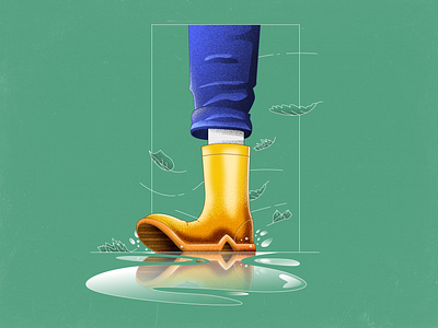 Inktober 2024 - Day 3 - Boots autumn artwork autumn illustration boots artwork boots illustration fall artwork fall illustration gradient illustration inktober 2024 rainboots illustration reflection illustration vectober 2024 vector