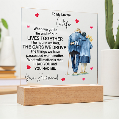 Lovely Wife Valentines Acrylic Square Plaque acrylic square plaque graphic design