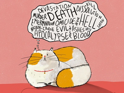 Ordinary thoughts of a cat cose illustrate cute design draw funny illustration illustrations