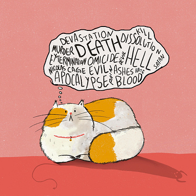 Ordinary thoughts of a cat cose illustrate cute design draw funny illustration illustrations