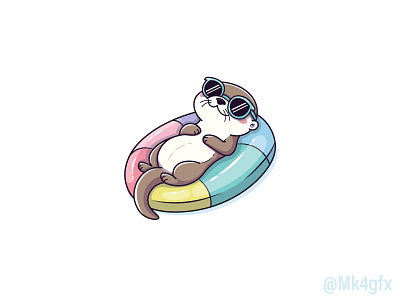 Colorful Sea Otter Logo (for sale) animal branding cute design floaty fun happy illustration logo logo 2d logos modern otter sea seaotter sleeping sunbathing sunglasses