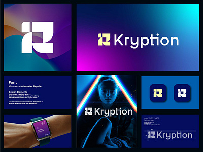 Kryption Logo Design animation branding crypto gradient graphic design identity logo saas