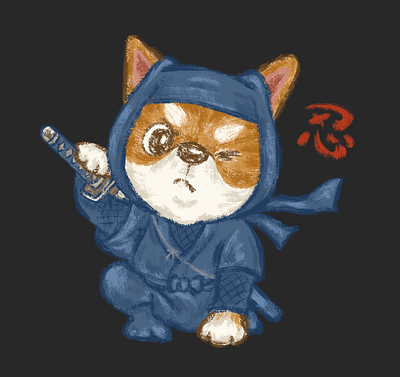 Shiba inu Ninja animal character cute dog funny illustration kawaii ninja pet shiba inu