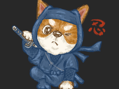 Shiba inu Ninja animal character cute dog funny illustration kawaii ninja pet shiba inu