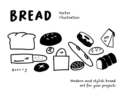 Freshly Baked Bread Vector – Minimalist Food Illustration vector food design