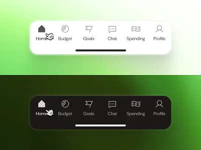finpal: AI Finance Assistant App - Tab Bar Component UIUX ai finance app ai finance companion app bar app bar ui clean dark mode figma ui kit finance app finance ui kit gradient green minimal modern simple tab tab bar tab bar component tab bar design tab bar ui tab ui