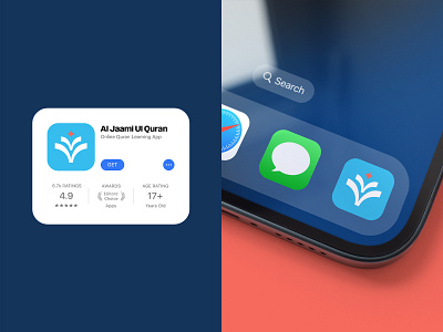 Al Jaami Ul Quran - Online Quran Learning app blue and orange blue logo creative logo design learning logo design mobile app new logo online app design quran