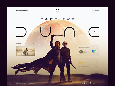 Dune: Part II - Web Concept Design actors cinema concept concept web dune dune part ii dunemovie frank herbert homepage interface minimalism movie paul atreides promopage timothee chalamet trailer ui warner web design zendaya