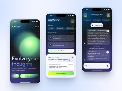 SmartlyAI - Mobile for AI app design application design arounda design illustration interface ios app design mobile app service startup ui uiux ux