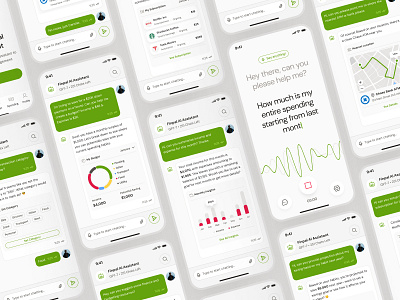 finpal: AI Finance Assistant App - Smart Financial Companion UI ai finance app ai finance companion chat ui clean figma ui kit finance assistant finance assistant app finance chatbot finance companion finance ui finance ui kit green line chart minimal modern recording ui simple soft virtual finance voice ui