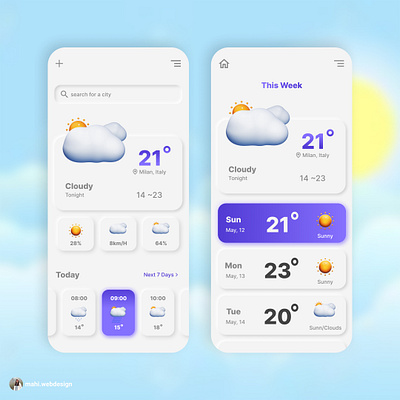 Neomorphism "weather" App ui