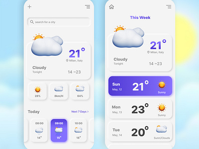 Neomorphism "weather" App ui