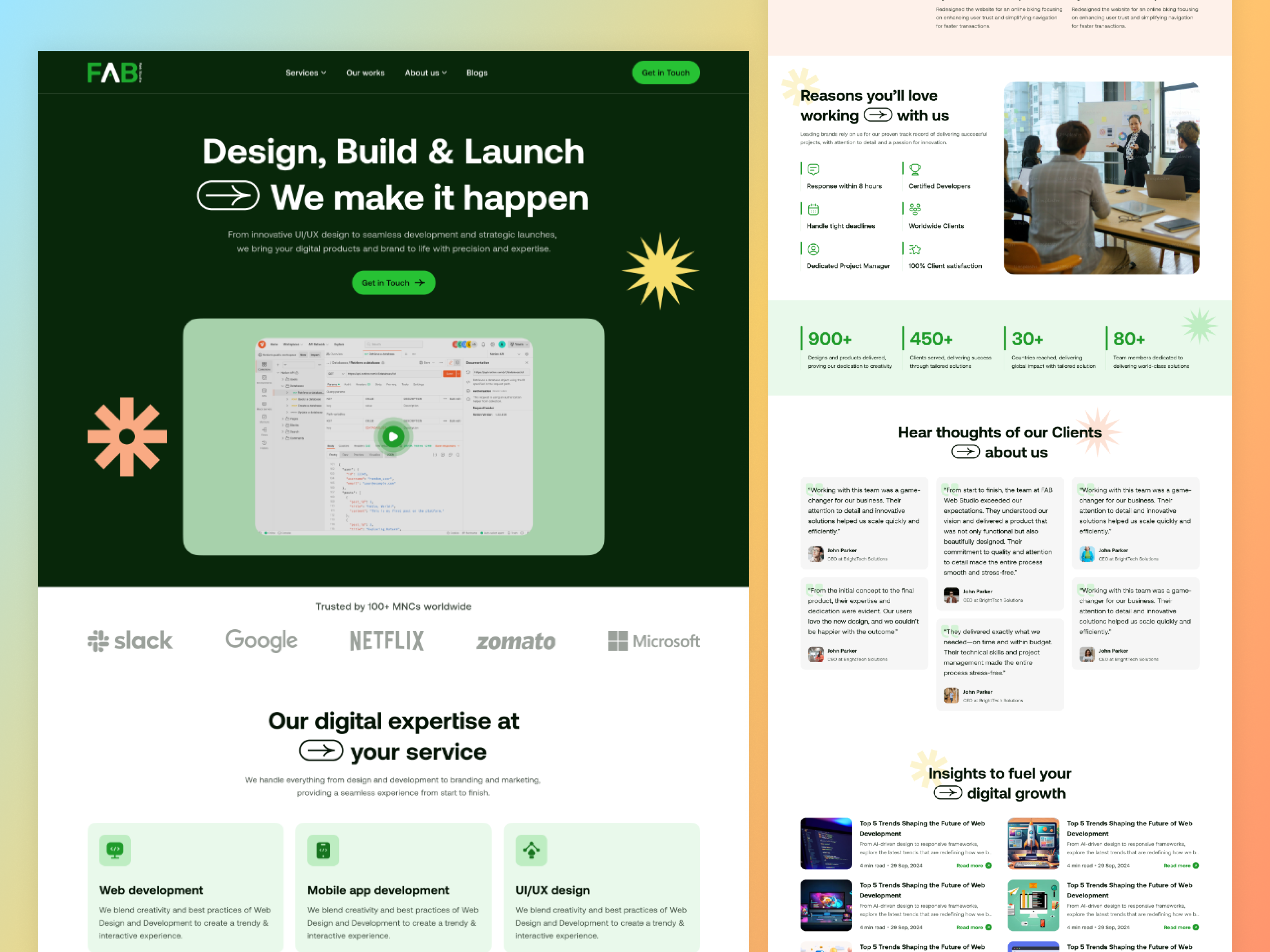 Agency Landing Page UI/UX Redesign agency landing page agency web design agency website figma green color landing page landing page design landing page redesign modern design modern web design trending web design trending website ui design ux design web design website design website redesign website ui website ux
