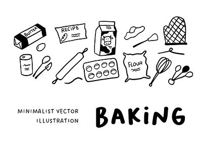 Modern Baking Vector – Minimalist Home Baking Illustration food icon design