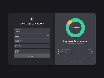 Daily UI — 004 Calculation calculator calculator app calculator ui daily daily 100 daily 100 challenge daily challenge daily ui 004 daily ui calculation daily ui calculation 004 daily ui challenge dailyui dailyuichallenge dark dark theme form inspiration mortage mortage calculator ui inspiration