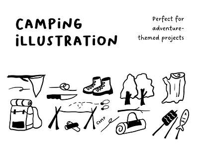 Serene Camping Illustration – Minimalist Outdoor Adventure vector nature art