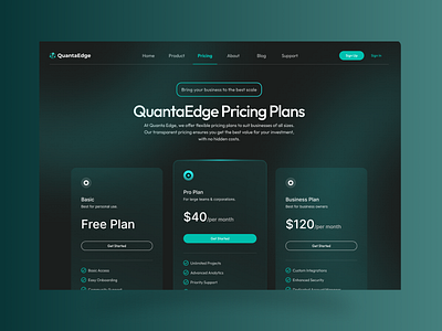 QuantaEdge Pricing Plans: Simplified for Every User branding figmadesign logo pricingplans quantaedge ui userexperience webdesign