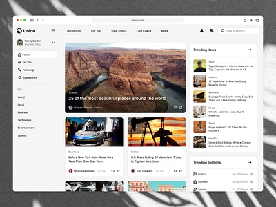 News - Union UI application articles blog business dashboard feed library news saas social topics ui ui kit ux website