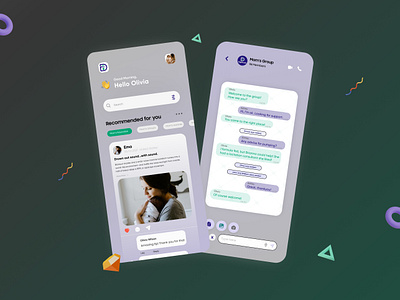 Digi Doula App Design 3d app branding chat chatting clean design gradient minimal mobile modern ui uiux unique ux whatsapp