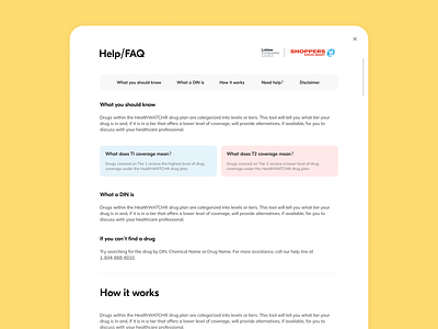 Medical FAQ page design for Shoppers Drugmart clean layout faq faq page figma help help page hospital layout list medical medicine text web design web layout web page