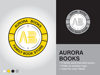 Emblem Logo Design for a family book store - Aurora Books branding design emblem logo graphic design illustration illustrator indesign logo logo design vector