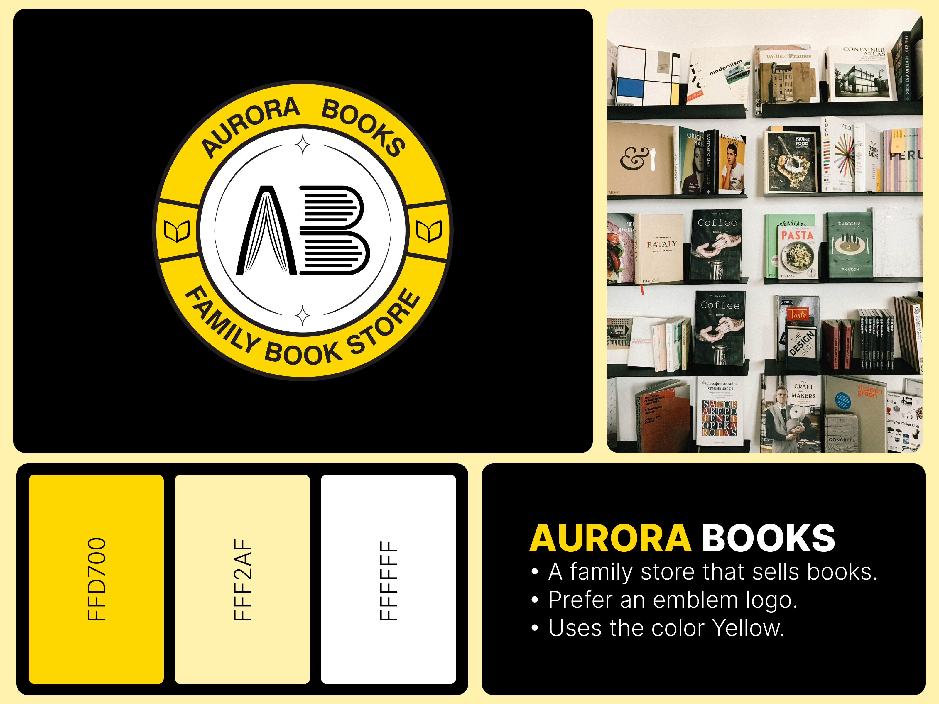 Emblem Logo Design for a family book store - Aurora Books branding design emblem logo graphic design illustration illustrator indesign logo logo design vector