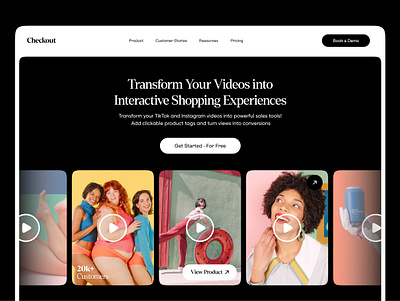 Shoppable Videos Platform Hero bambuser ecommerce hero banner instagram landing page marketing online shopping quinn reels shoppable interactive videos shorts smartzer tagshop tiktok ui ux video commerce vidjet web design website design