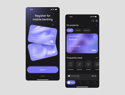 Fintech Mobile App UI Design ai bank account bank card branding design fintech home home page illustration purple splash sreen ui ux web3 welcome screen