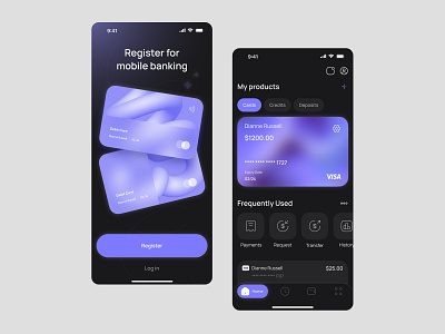 Fintech Mobile App UI Design ai bank account bank card branding design fintech home home page illustration purple splash sreen ui ux web3 welcome screen