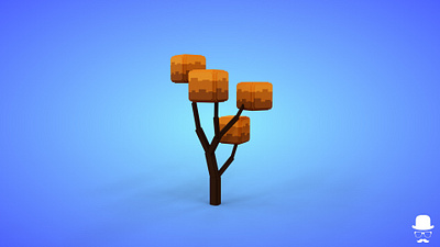 Voxel Tree 1.3 Model - 3D Lowpoly Game Asset autumn orange voxedit