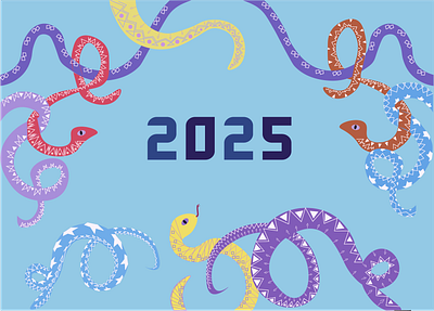 Calendar 2025 'Snakes' 2025 branding calendar decor design graphic design illustration illustrator newyear poligraphy snake ui vector