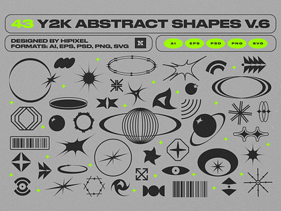 Y2K Abstract Retro Shapes V.6 80s 90s abstract cyberpunk details elements future hud icon modern retro shapes stars vintage y2k