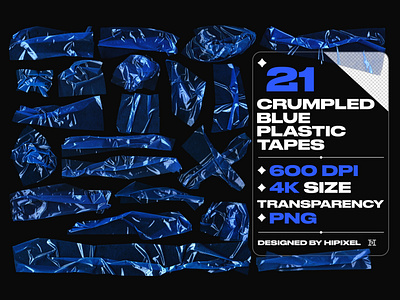 Crumpled Blue Plastic Tape adhesive alpha crumpled glue grunge mockup overlay plastic png tape texture torn transparent warp washi