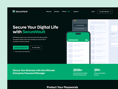 SecureVault Password Manager SaaS Landing Page