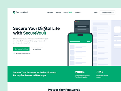 SecureVault Password Manager SaaS Landing Page