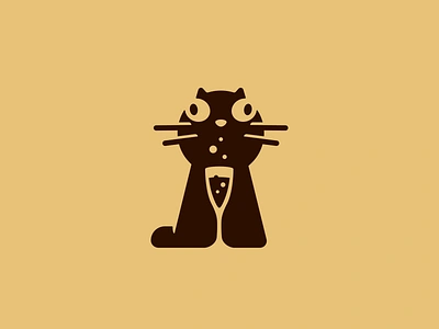 Drunk Cat Logo animal brand branding cat drunk for sale funny humor logo mark nagual design pet