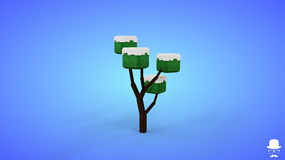 Voxel Snowed Tree 1.5 Model - 3D Lowpoly Game Asset snowed voxedit