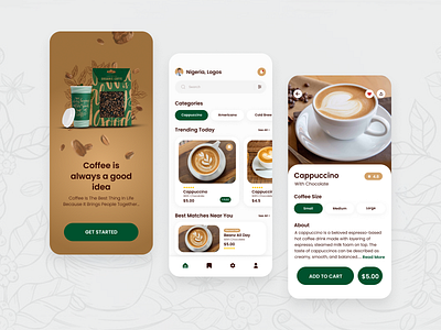 Café App UI Design app app design branding café app ui design coffee app ui design graphic design ui ui design uiux ux