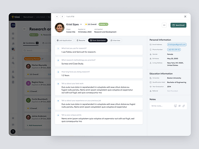 Tiimi - Candidate Overview for Job Hiring in SaaS HR Management candidate contract employee employee management hiring hr hrd hrm hrs job product design recruitment saas saas design staff management team management ui ux web app web design