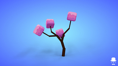 Voxel Tree 2.4 Model - 3D Lowpoly Game Asset cherry pink voxedit